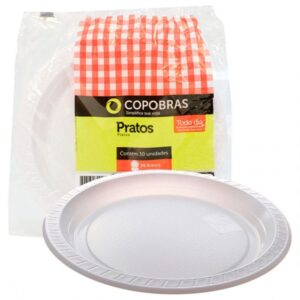 PRATO PLASTICO BRANCO 21CM PS